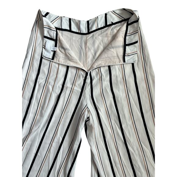 Anthropologie ETT:TWA Plus Manon Striped Flared Wide Leg Pants White Size 14 - Picture 6 of 14